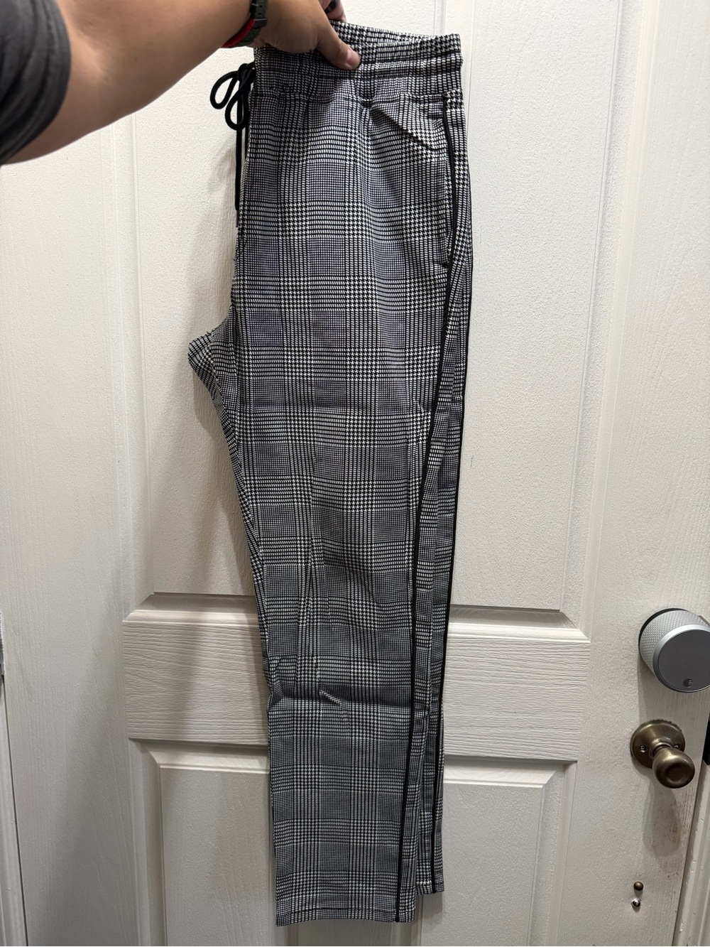 Original Use Black and White Checkered Jogger Pant Slacks